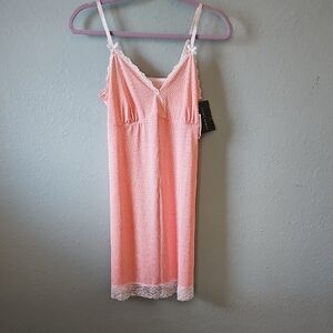 Pink Lace Trim Slip Dress